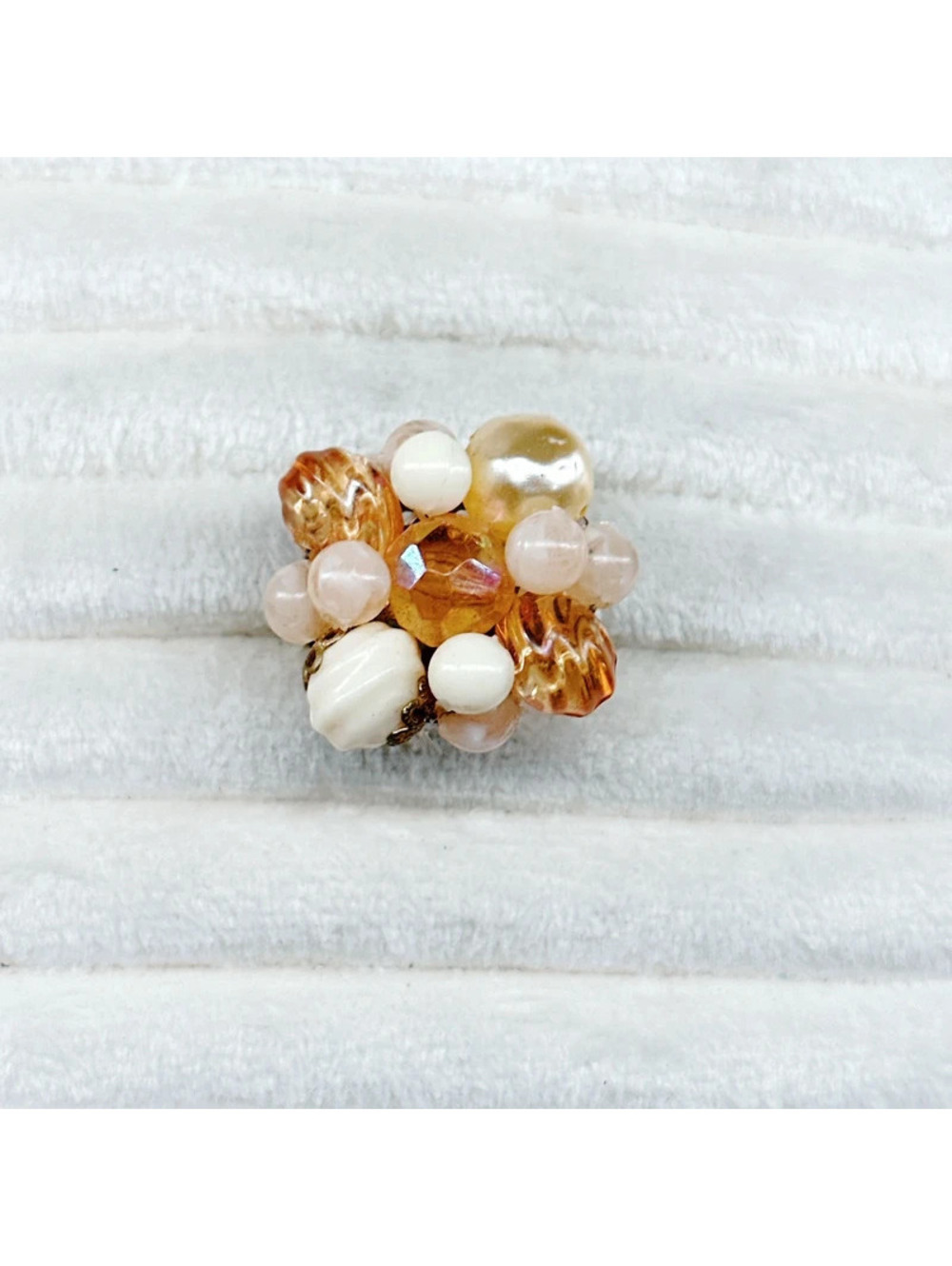7595gc. Orange Adjustable Cluster Ring